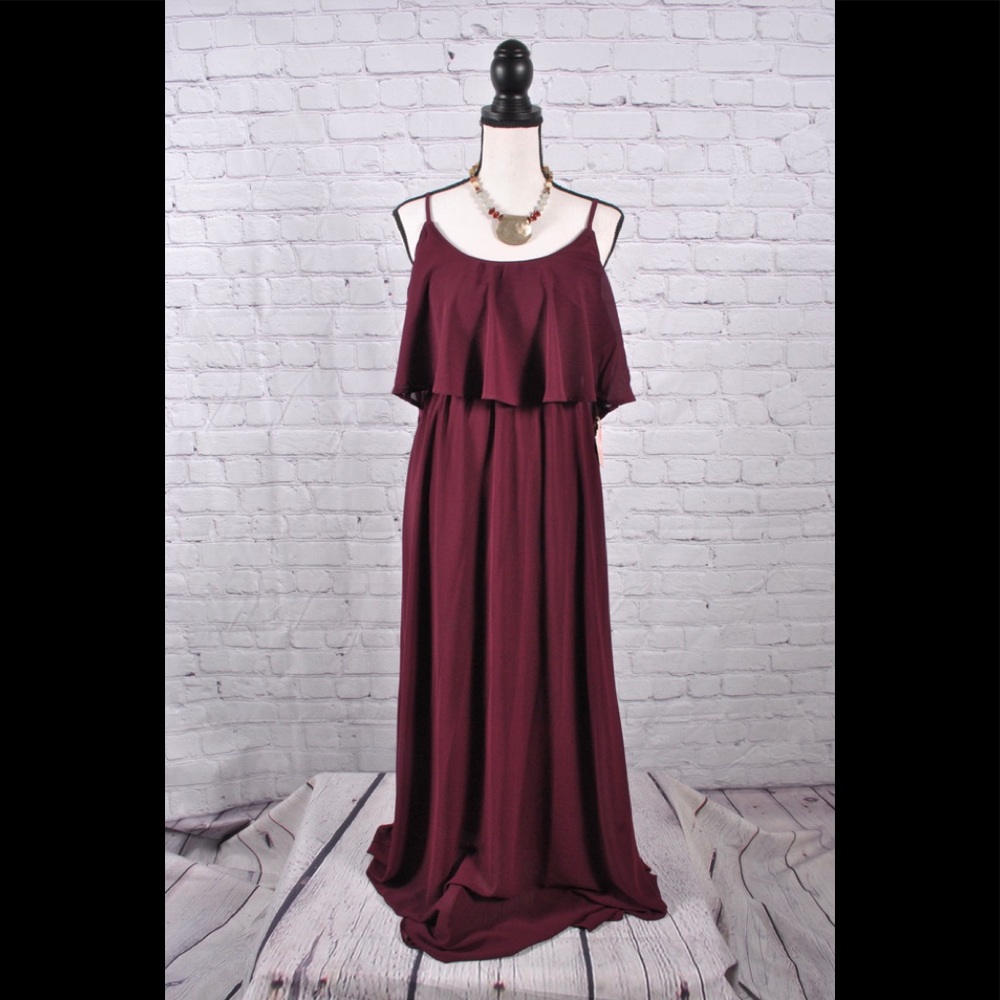 Show Me Your Mumu Merlot Caitlin Ruffle Size Large - Picture 2 of 7